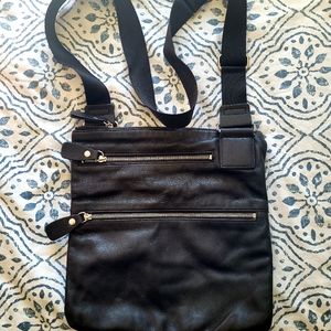 Black leather cross body purse